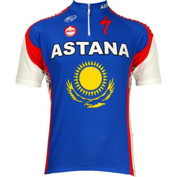 Astana Slowenischer Meister 2010-Kurzarmtrikot mit kurzem Reißverschluss
