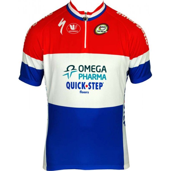 OMEGA PHARMA-QUICKSTEP Holländischer Meister 2013-Kurzarmtrikot mit kurzem Reißverschluss