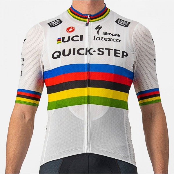 Quick Step-Alpha Vinyl Straßenrad Weltmeister Regenbogentrikot 2022 Competizione Radtrikot kurzarm