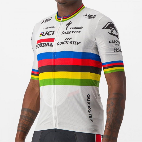 Soudal Quick-Step Straßenrad Weltmeister Regenbogentrikot 2023 Competizione Radtrikot kurzarm